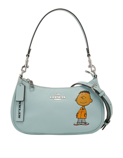 X Peanuts Teri Shoulder Bag, Leather, Blue, CBJ80, S, 3*
